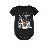 Christmas Matching Family Pajamas Christams Tree and Snowman Cross Black Pajamas Set