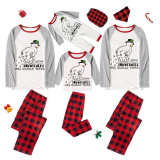 Christmas Matching Family Pajamas Funny Cute Snowman How Snowflakes Made Grey Plaids Pajamas Set