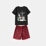 Christmas Matching Family Pajamas Christams Tree and Snowman Cross Black Pajamas Set