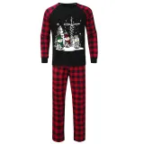 Christmas Matching Family Pajamas Christams Tree and Snowman Cross Black Pajamas Set