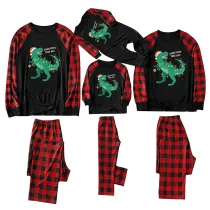 Christmas Matching Family Pajamas Christmas Tree Rex Dinosuar Black Pajamas Set