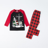 Christmas Matching Family Pajamas Christmas Tree and Snowman Cross Red Plaids Pajamas Set