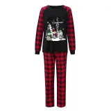 Christmas Matching Family Pajamas Christams Tree and Snowman Cross Black Pajamas Set