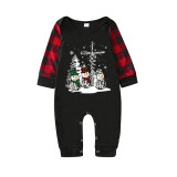 Christmas Matching Family Pajamas Exclusive Design Christmas Tree and Snowman Seamless Reindeer Black Pajamas Set