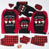 Christmas Matching Family Pajamas Exclusive Design Hanging with My Gnomies Black Red Plaids Pajamas Set