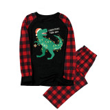 Christmas Matching Family Pajamas Christmas Tree Rex Dinosuar Black Pajamas Set