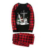 Christmas Matching Family Pajamas Christams Tree and Snowman Cross Black Pajamas Set