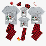Christmas Matching Family Pajamas Christmas Cross Tree and Snowman Gray Pajamas Set