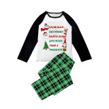 Christmas Matching Family Pajamas Snowman Reindeer Present Green Plaids Pajamas Set