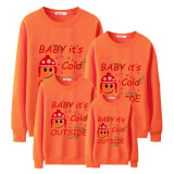 Family Christmas Multicolor Matching Sweater Baby It's Cold Outside Snowman Plus Velvet Pullover Hoodies