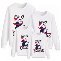 Family Christmas Multicolor Matching Sweater Skateboarding Penguin Plus Velvet Pullover Hoodies