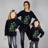 Family Christmas Multicolor Matching Sweater Green Christmas Tree Plus Velvet Pullover Hoodies