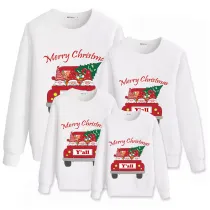 Family Christmas Multicolor Matching Sweater Car Christmas Tree Plus Velvet Pullover Hoodies