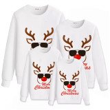 Family Christmas Multicolor Matching Sweater Merry Christmas Deer Head Plus Velvet Pullover Hoodies
