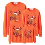 Family Christmas Multicolor Matching Sweater Merry Christmas Hat Antlers Plus Velvet Pullover Hoodies