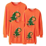 Family Christmas Multicolor Matching Sweater Green Christmas Tree Plus Velvet Pullover Hoodies