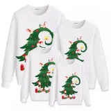 Family Christmas Multicolor Matching Sweater Green Christmas Tree Plus Velvet Pullover Hoodies