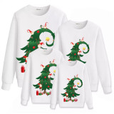 Family Christmas Multicolor Matching Sweater Green Christmas Tree Plus Velvet Pullover Hoodies