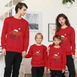 Family Christmas Multicolor Matching Sweater Merry Christmas Hat Antlers Plus Velvet Pullover Hoodies