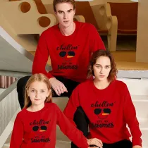 Family Christmas Multicolor Matching Sweater Chillin' With My Snowmies Plus Velvet Pullover Hoodies