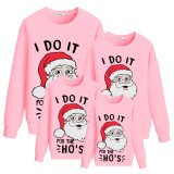 Family Christmas Multicolor Matching Sweater I Do It Letter Santa Head Plus Velvet Pullover Hoodies