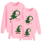 Family Christmas Multicolor Matching Sweater Green Christmas Tree Plus Velvet Pullover Hoodies