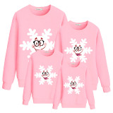 Family Christmas Multicolor Matching Sweater Smile Snowflake With Glasses Plus Velvet Pullover Hoodies