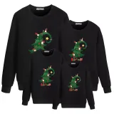 Family Christmas Multicolor Matching Sweater Green Christmas Tree Plus Velvet Pullover Hoodies