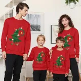 Family Christmas Multicolor Matching Sweater Green Christmas Tree Plus Velvet Pullover Hoodies