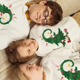 Family Christmas Multicolor Matching Sweater Green Christmas Tree Plus Velvet Pullover Hoodies