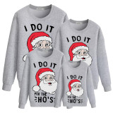 Family Christmas Multicolor Matching Sweater I Do It Letter Santa Head Plus Velvet Pullover Hoodies