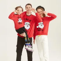 Family Christmas Multicolor Matching Sweater I Do It Letter Santa Head Plus Velvet Pullover Hoodies
