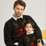 Family Christmas Multicolor Matching Sweater Merry Christmas Deer Head Plus Velvet Pullover Hoodies