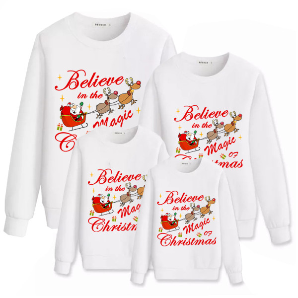 Family Christmas Multicolor Matching Sweater Believe In The Magic Of Christmas Plus Velvet Pullover Hoodies