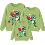 Family Christmas Multicolor Matching Sweater Santa Jurassic Dinosaur Plus Velvet Pullover Hoodies