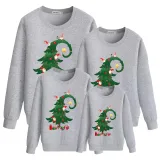 Family Christmas Multicolor Matching Sweater Green Christmas Tree Plus Velvet Pullover Hoodies