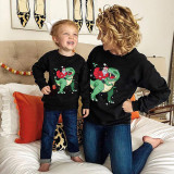 Family Christmas Multicolor Matching Sweater Santa Jurassic Dinosaur Plus Velvet Pullover Hoodies