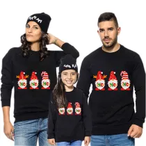 Family Christmas Multicolor Matching Sweater Red Gnomies Head Plus Velvet Pullover Hoodies