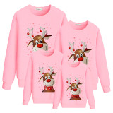 Family Christmas Multicolor Matching Sweater Smile Deer Snowflake Plus Velvet Pullover Hoodies