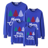 Family Christmas Multicolor Matching Sweater Three Christmas Trees Plus Velvet Pullover Hoodies