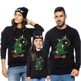 Family Christmas Multicolor Matching Sweater Green Christmas Tree Plus Velvet Pullover Hoodies