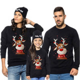 Family Christmas Multicolor Matching Sweater Smile Deer Snowflake Plus Velvet Pullover Hoodies