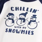Christmas Family Matching Sleepwear Pajamas Sets Chillin Snowmies Slogan Trees Pattern Sets