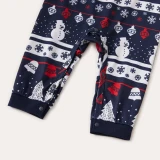 Christmas Family Matching Sleepwear Pajamas Sets Chillin Snowmies Slogan Trees Pattern Sets