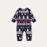 Christmas Family Matching Sleepwear Pajamas Sets Chillin Snowmies Slogan Trees Pattern Sets