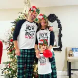 Plus Size Christmas Family Matching Pajamas Sets Dear Santa Naughty Ones and Green Plaids Pants With Dog Cloth