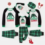 Christmas Family Matching Sleepwear Pajamas Sets Serious Clark Slogan Hat Tops And Green Plaids Pants