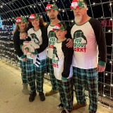 Christmas Family Matching Sleepwear Pajamas Sets Serious Clark Slogan Hat Tops And Green Plaids Pants