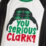 Christmas Family Matching Sleepwear Pajamas Sets Serious Clark Slogan Hat Tops And Green Plaids Pants