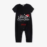 2022 Christmas Matching Family Pajamas Christmas Hat Short Sleeve Pajamas Set